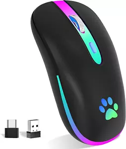 Ratón Inalámbrico, Ratón Bluetooth Inalámbrico LED Recargable,Portátil USB Óptico 2 - Imagen 1 de 5