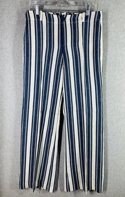 Lauren Ralph Lauren Pants Womens Sz.8 Blue & White Stripe Linen Wide Leg Coastal - Image 1 of 4