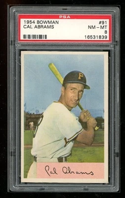 1954 Bowman #91 Cal Abrams PSA 8 - Image 1 of 2