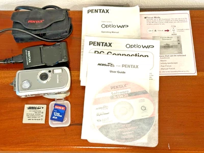 Cámara digital Pentax Optio WP impermeable 5MP 3x zoom en caja con accesorios funciona Foto 1 de 3