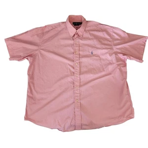Ralph Lauren Polo Blake Shirt XXL Pink Cotton Short Sleeve Blue Pony - Picture 1 of 5