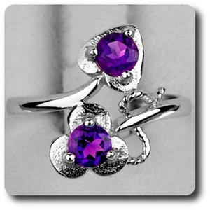 Minerales y Piedras Précieuses. Anillo Amatista Plata 925 + Bañado Oro Blanco - Imagen 1 de 1