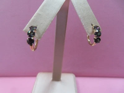 14k  Pure Yellow Gold  Mystic Topaz Hoop Earrings 1.17 Grams - Image 1 of 4