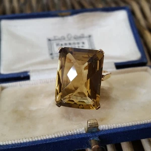 Anillo de Plata de Ley 925, Anillo de Cuarzo Canela Natural, Talla R.5 EE. UU. 8.75, Oro  - Imagen 1 de 9