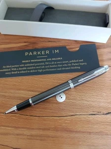 Parker IM Tintenroller schwarz feiner Stift grau & chrom sehr guter Zustand verpackt IP 1997 ? Jahrescode - Bild 1 von 7
