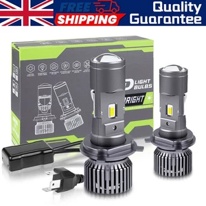 2X H4 9003 LED Headlight Bulbs Projector Lens Hi-Lo Beam Retrofit 50000LM 100W - Picture 1 of 12