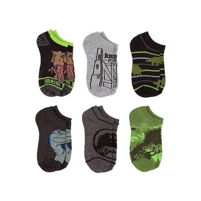 Jurassic World, Calcetines Niños Talla Pequeña 4.1/2 - 8.1/2 No-Show, Paquete de 6 Multicolor Foto 1 de 4