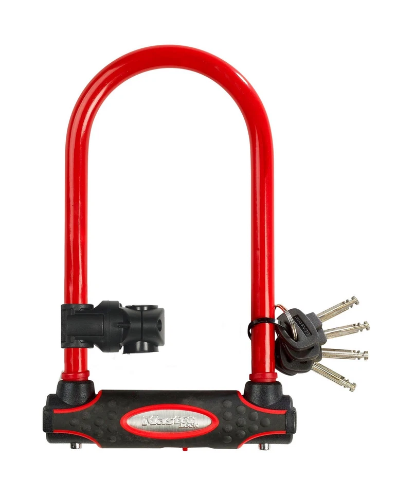 Master Lock 8195EURDPROCOLR Hardened Steel Shackle Heavy Duty Bike D Lock, Red,  - Image 1 of 1