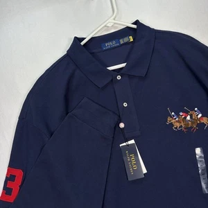 Ralph Lauren Poloshirt Herren 4XLT groß marineblau Langarm Big Triple Pony Rugby neu mit Etikett - Bild 1 von 13