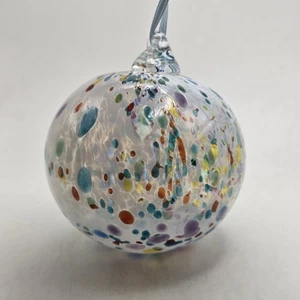 Ornamento finestra sfera calico vetro artistico cattura sole bianco blu rosso 3,5"W - Foto 1 di 5