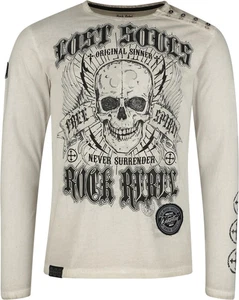 Rock Rebel by EMP Herren graues Langarmshirt mit Frontprint  und Patch - Bild 1 von 6