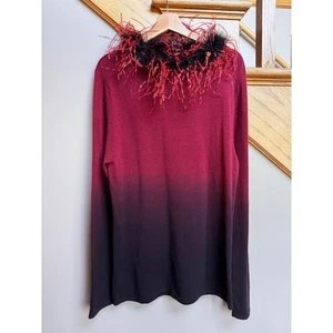 Vintage Belldini Womens Ombre Feather Sweater LG Moody Whimsigoth Artsy Abstract - Picture 1 of 10