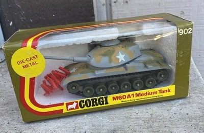 Tanque mediano Corgi 902 M60 A1 EE. UU. Estados Unidos fundido a presión con caja juguete de marines del ejército Foto 1 de 3