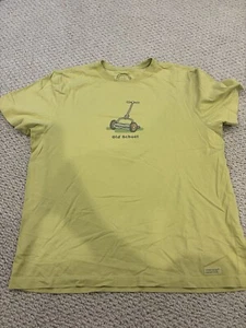 Life Is Good “old School” T Shirt Large Green - Dad Shirt Lawn Mower Yard Work - Picture 1 of 6