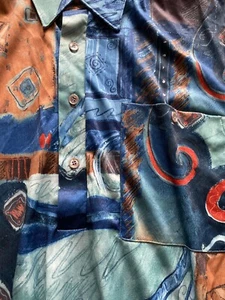  Camisa Discoteca Poliéster Años 80 De Colección Club Lounge Ropa Camisa Inferior Con Bandas Talla S EE. UU. - Imagen 1 de 5