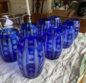 Polish Pottery Barn Dark Blue Glass Vases - Picture 1 of 6