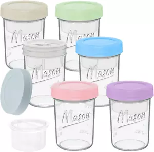 16 Oz Overnight Oats Containers with Lids, 6-Pack Leak-Proof Wide Mouth Mason Ja - Picture 1 of 7