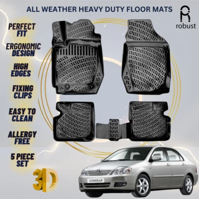 Tapetes forros para Toyota Corolla 2000-2006 alfombras de auto resistentes para todo tipo de clima Foto 1 de 4