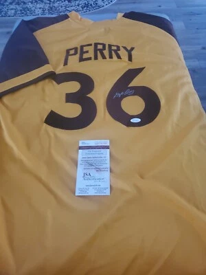 Gaylord Perry autographed signed San Diego Padres 1978 Mitchell Ness jersey JSA - Image 1 of 4