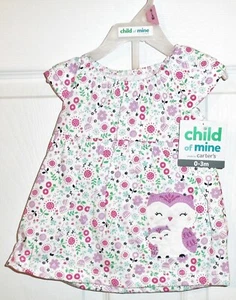 Carter's Child of Mine Baby Girls 2pc Owl Dress Set Sizes 0-3 m, 3-6 m, 12 m NEW - Picture 1 of 6