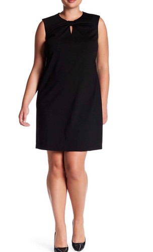 VETEMENTS Abito Sharagano donna taglie forti 16W nero senza maniche maglia ponte tubino nuovo con etichetta