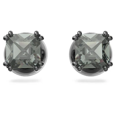 Swarovski Millenia Stud Earrings, Square Cut, Black, Ruthenium Plated 5642511 - Image 1 of 4