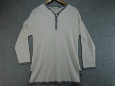 Lord Taylor Mens Long Sleeve Shirt Jersey Rugby 1/4 Button Size M White Ivory - Image 1 of 4