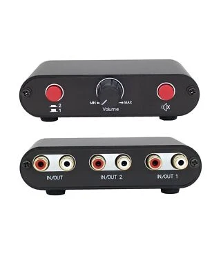 2-Way RCA Stereo Audio Switch 2 to 1 Input Signal Source Switcher Selector -RC21