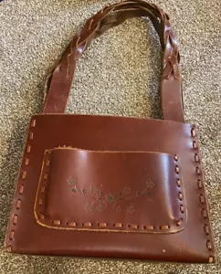 Schöne dunkelbraune Lederhandtasche El Portal - Bild 1 von 8