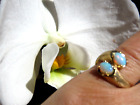 Vintage ????Solid 14K Yellow Gold Natural 2 Multicolor Opals Ring 6.25 * 3.7Gr