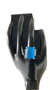 Blue Agate Stainless Gemstone Costume Ring Size 9 - Picture 1 of 4