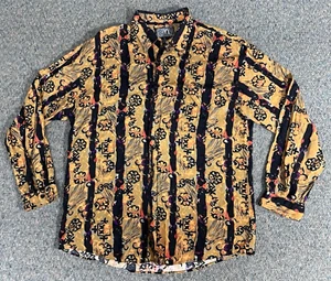 Vintage Boxx Button Up Shirt Men's Size L Rayon Floral Geometric All Over Print - Picture 1 of 12