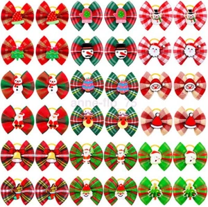 Christmas Dog Cat Hair Bows Rubber Band Xmas Pet Grooming Topknot Bow AU STORE - Picture 1 of 15