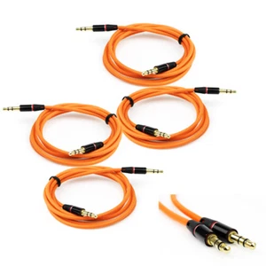 4X 3.5MM AUX AUXILIARY STRAIGHT AUDIO CABLE ORANGE FOR LUMIA 920 Z10 Z30 DROID - Picture 1 of 1
