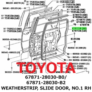 【NEW】Toyota Genuine Estima Previa Tarago WEATHERSTRIP, SLIDE DOOR, NO.1 RH - Picture 1 of 1