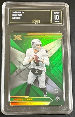 Panini XR Derek Carr 2019 verde #2/5 PSA gema como nuevo 10 Raiders raro Foto 1 de 2