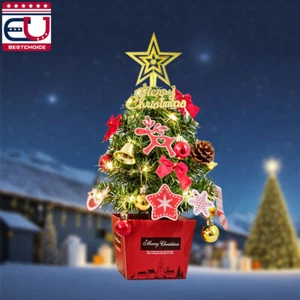 18in Christmas Tree Ornament Tabletop Artificial with Light for Party Decor Gift - Picture 1 of 12