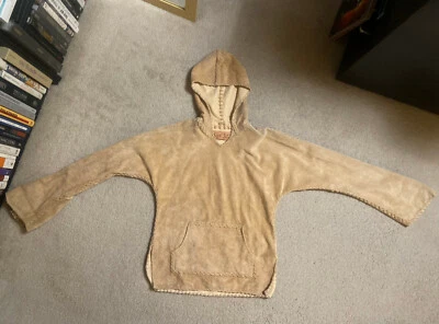 ¡Raro! CHAQUETA CON CAPUCHA A MANO de cuero ARI SOFFER para hombre L o XL poncho capa Foto 1 de 4