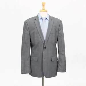 Express 42L Gray Sport Coat Blazer Jacket Check 2B Wool - Picture 1 of 11
