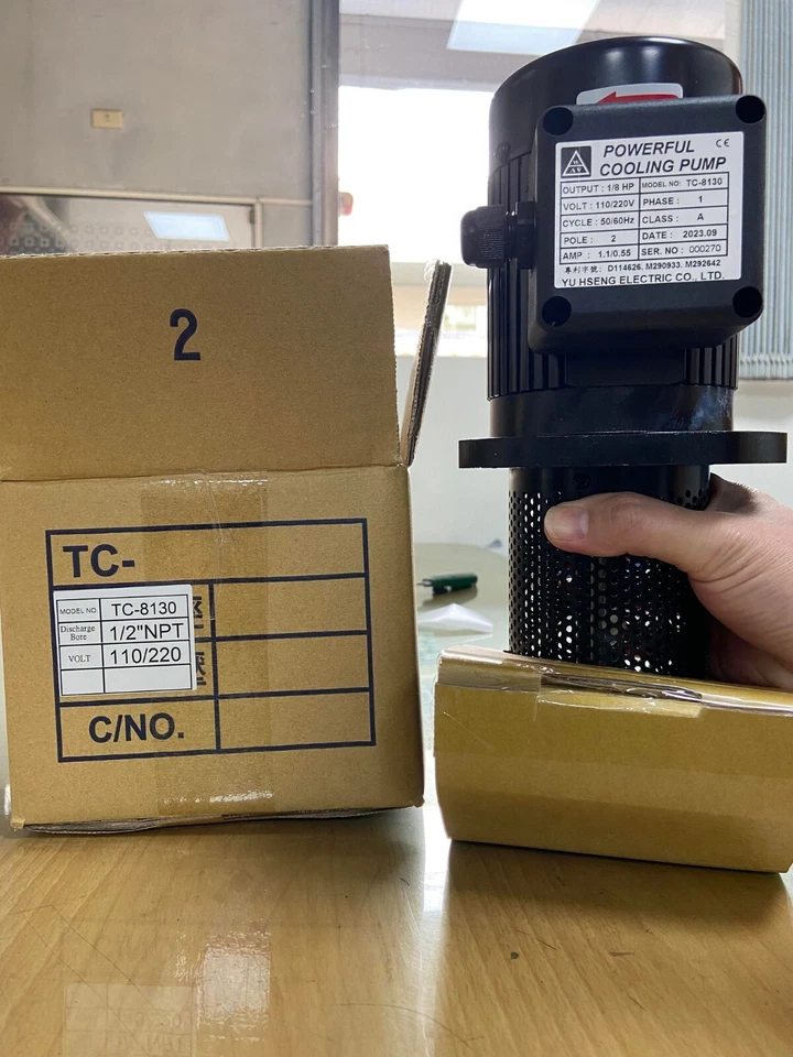 Bomba de refrigerante para máquina 1/8 HP 130mm 5", 1PH 110/220V, 1/2" NPT, torno CNC sierra rectificadora Foto 1 de 4