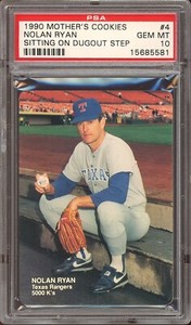 1990 Mother's Cookies Nolan Ryan Baseball #4 Sitting On Dugout Step PSA 10