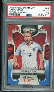 2018 Panini Prizm World Cup - Harry Kane RED BLUE WAVE PRIZM #62 England PSA 10