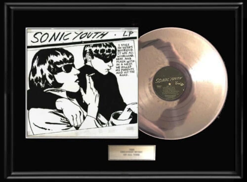 SONIC YOUTH GOO FRAMED LP WHITE GOLD SILVER METALIZED RECORD ALBUM NON RIAA - Image 1 of 1