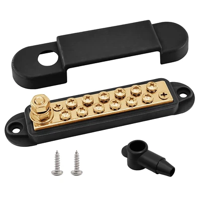 Шпильки 1/4 дюйма и клеммные винты 12 X #8 шина распределительного блока заземления, 5,3 дюйма 12 В - Изображение 1 из 4