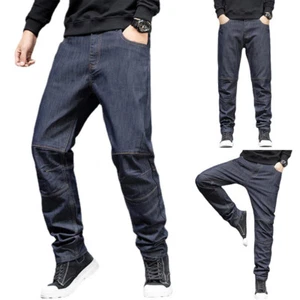 Men Denim Jeans Pants Stretch Loose Cargo Work Trousers Straight Leg Solid Cosy - Picture 1 of 10