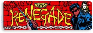 SIGNO DE HOJALATA Renegade Arcade, años 80, retro, consola, carpa, decoración de sala de juegos, C499 - Imagen 1 de 3