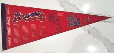 1998 Vintage Rare Atlanta Braves NL Division Champs Coca-Cola Pennant Galarraga - Image 1 of 4