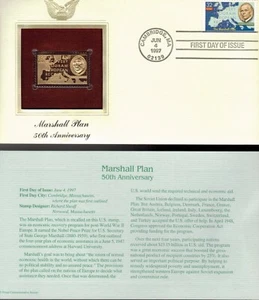 Marshall Plan--50th Anniversary--1st day issue-Golden Replica - Picture 1 of 1