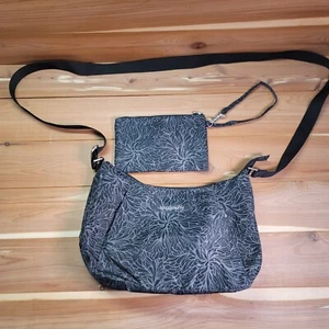 Baggallini Midnight Blossom Crossbody Bag Purse Travel Hobo With Wristlet - Picture 1 of 13