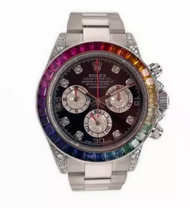 Rolex Daytona 116520 Custom Rainbow Diamonds and Sapphires Stainless Steel MINT - Picture 1 of 8